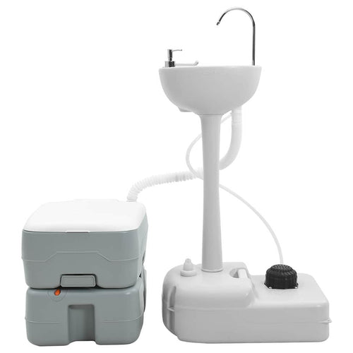 Camping Toiletten-Set 2 Pcs Grau 50,5 X 33 X 103 Cm