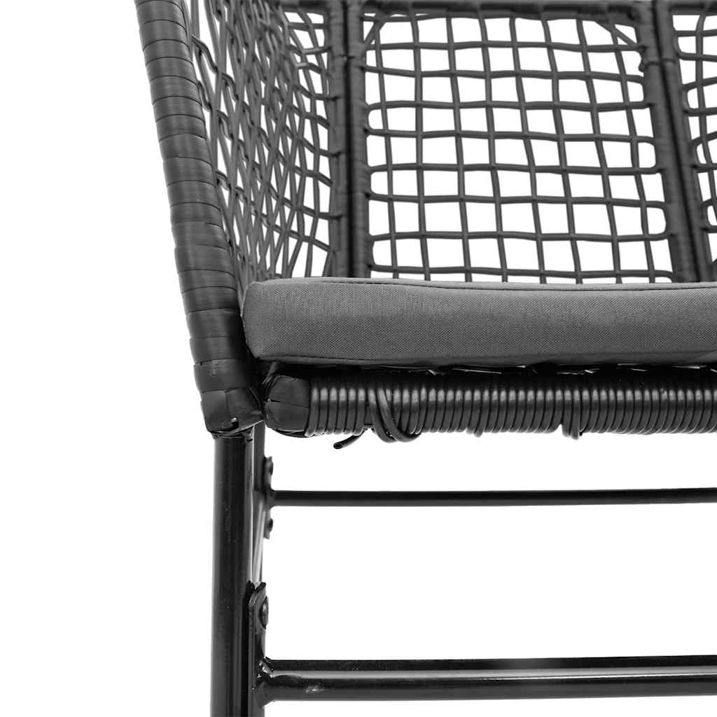 9-Tlg. Garten-Essgruppe Mit Kissen Schwarz Poly Rattan Glas