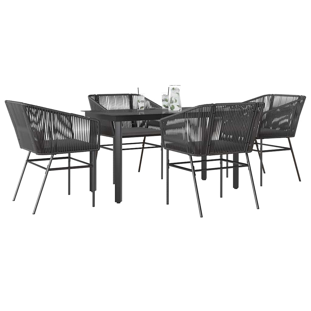 9-Tlg. Garten-Essgruppe Mit Kissen Poly Rattan Glas