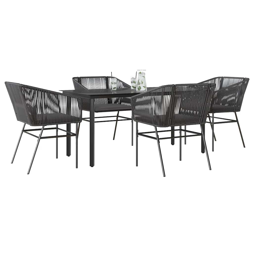 9-Tlg. Garten-Essgruppe Mit Kissen Poly Rattan Glas