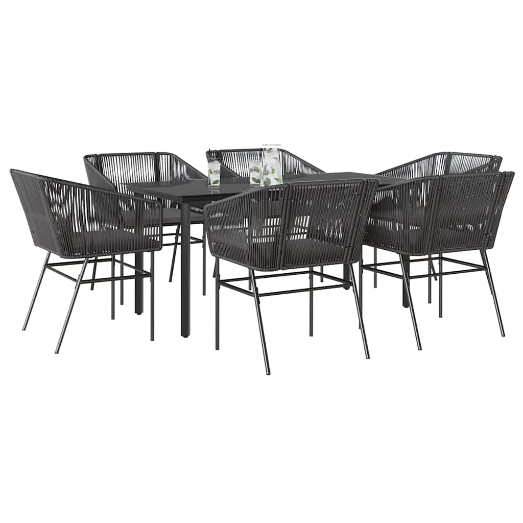 9-Tlg. Garten-Essgruppe Mit Kissen Poly Rattan Glas