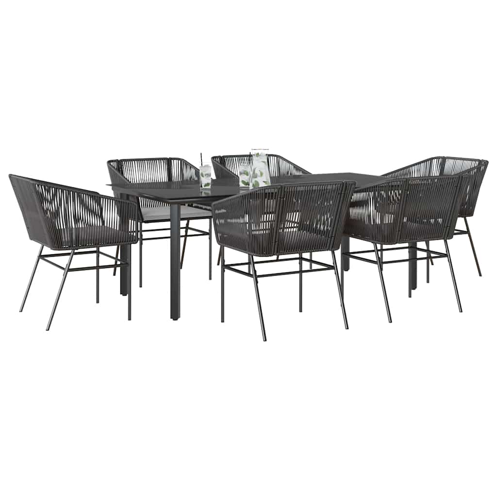 9-Tlg. Garten-Essgruppe Mit Kissen Poly Rattan Glas