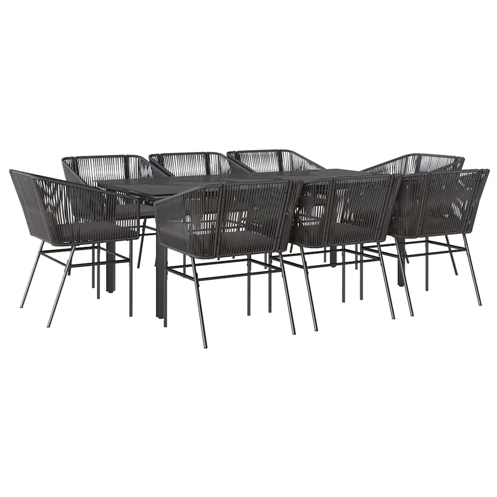 9-Tlg. Garten-Essgruppe Mit Kissen Poly Rattan Glas