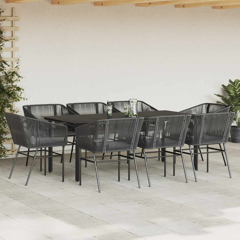 9-Tlg. Garten-Essgruppe Mit Kissen Poly Rattan Glas