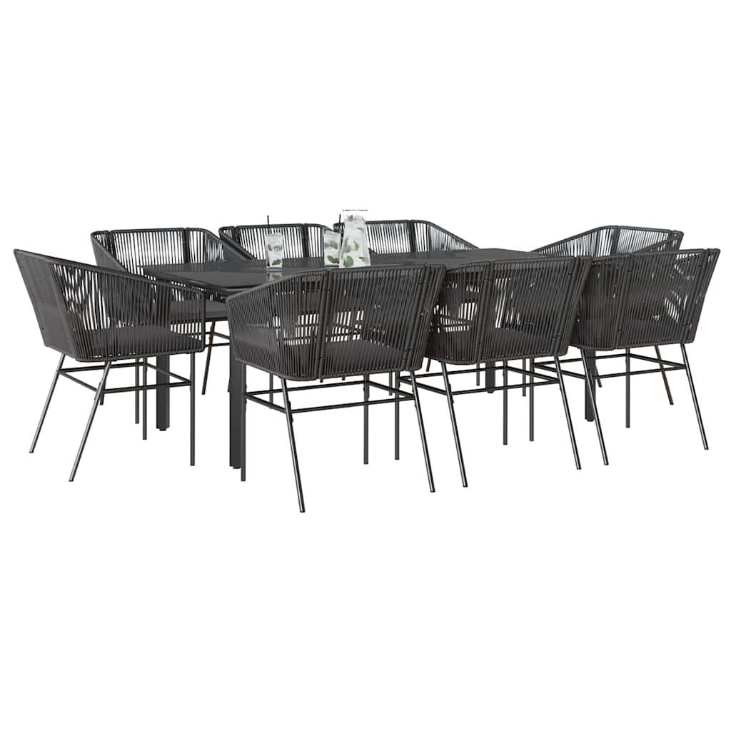 9-Tlg. Garten-Essgruppe Mit Kissen Poly Rattan Glas