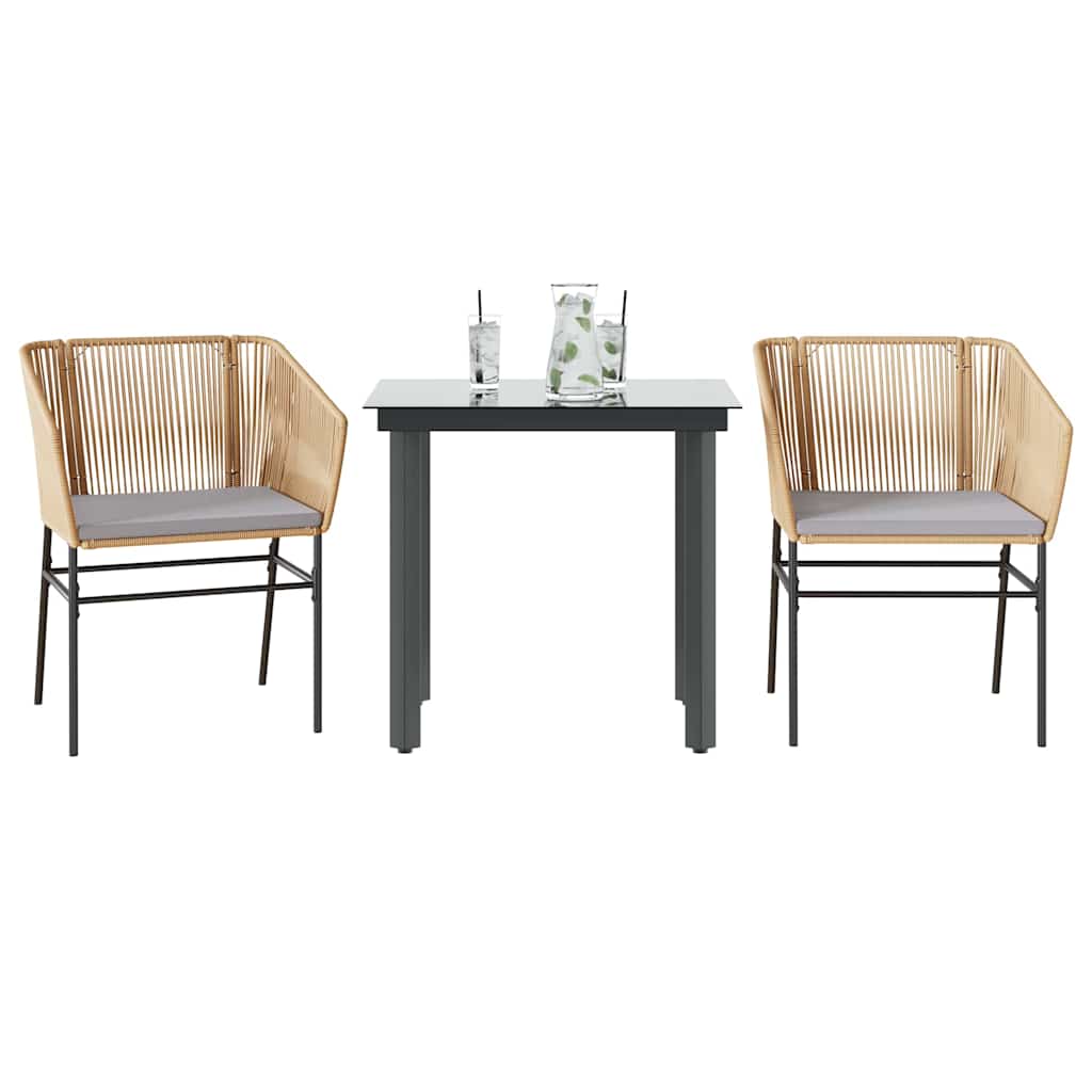 9-Tlg. Garten-Essgruppe Mit Kissen Poly Rattan Glas
