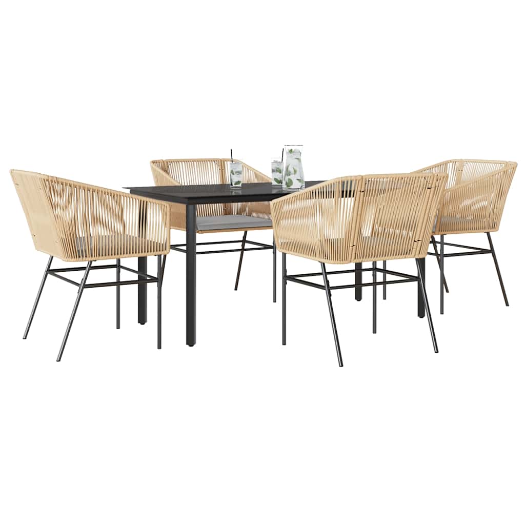 9-Tlg. Garten-Essgruppe Mit Kissen Poly Rattan Glas