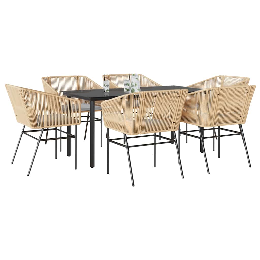 9-Tlg. Garten-Essgruppe Mit Kissen Poly Rattan Glas