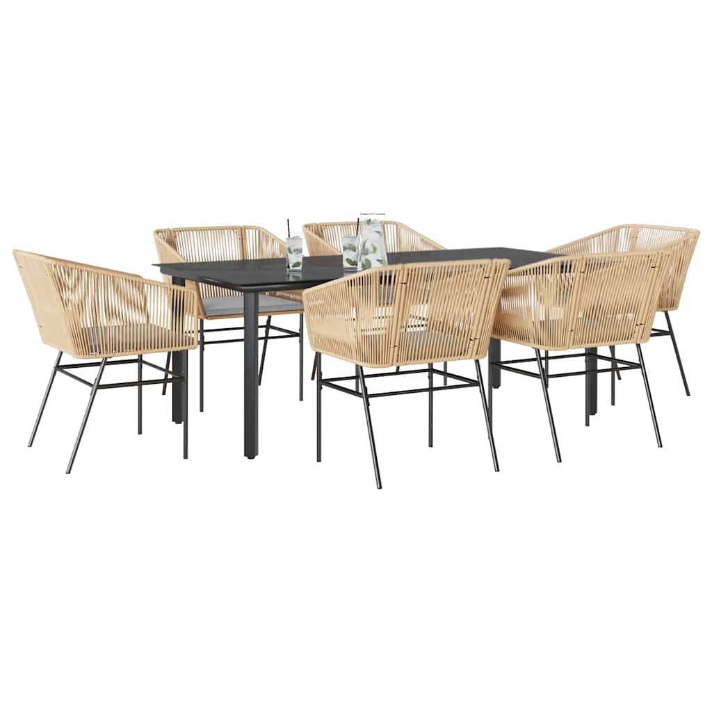 9-Tlg. Garten-Essgruppe Mit Kissen Poly Rattan Glas