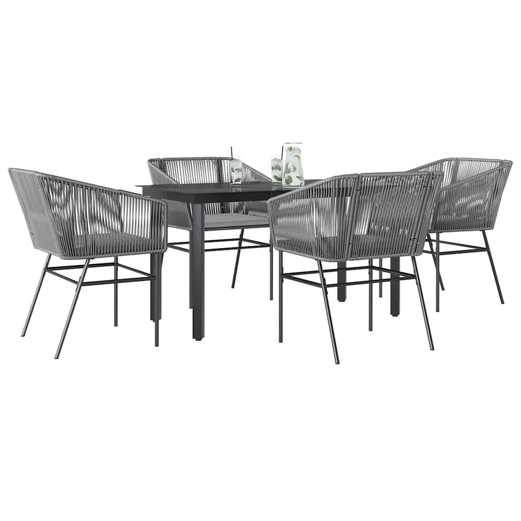 9-Tlg. Garten-Essgruppe Mit Kissen Poly Rattan Glas