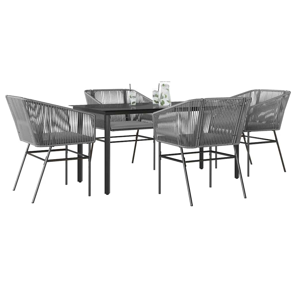9-Tlg. Garten-Essgruppe Mit Kissen Poly Rattan Glas