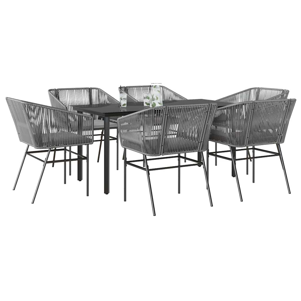 9-Tlg. Garten-Essgruppe Mit Kissen Poly Rattan Glas
