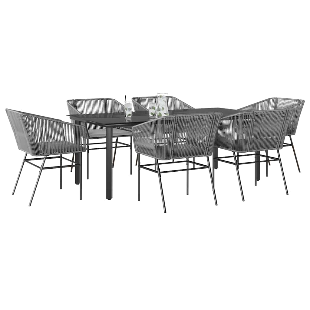 9-Tlg. Garten-Essgruppe Mit Kissen Poly Rattan Glas