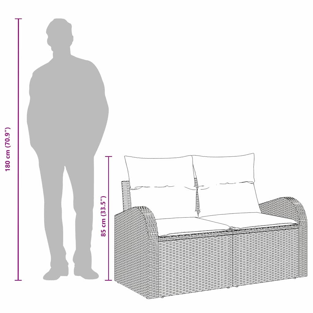 Gartensofa 124 X 62 X 85Cm Poly-Rattan