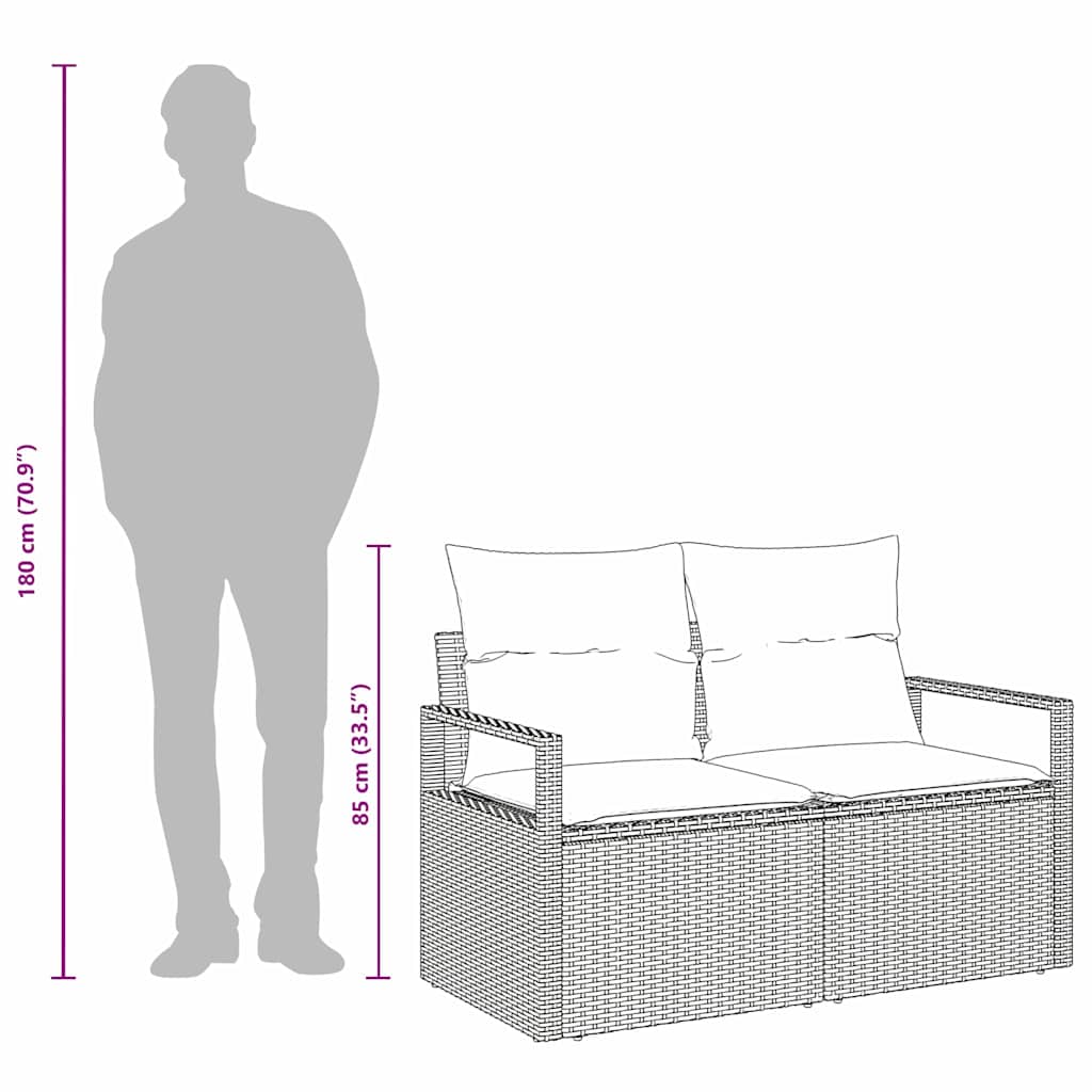 Garten-Sofa Mit Kissen 120 X 62 X 69 Cm Poly-Rattan