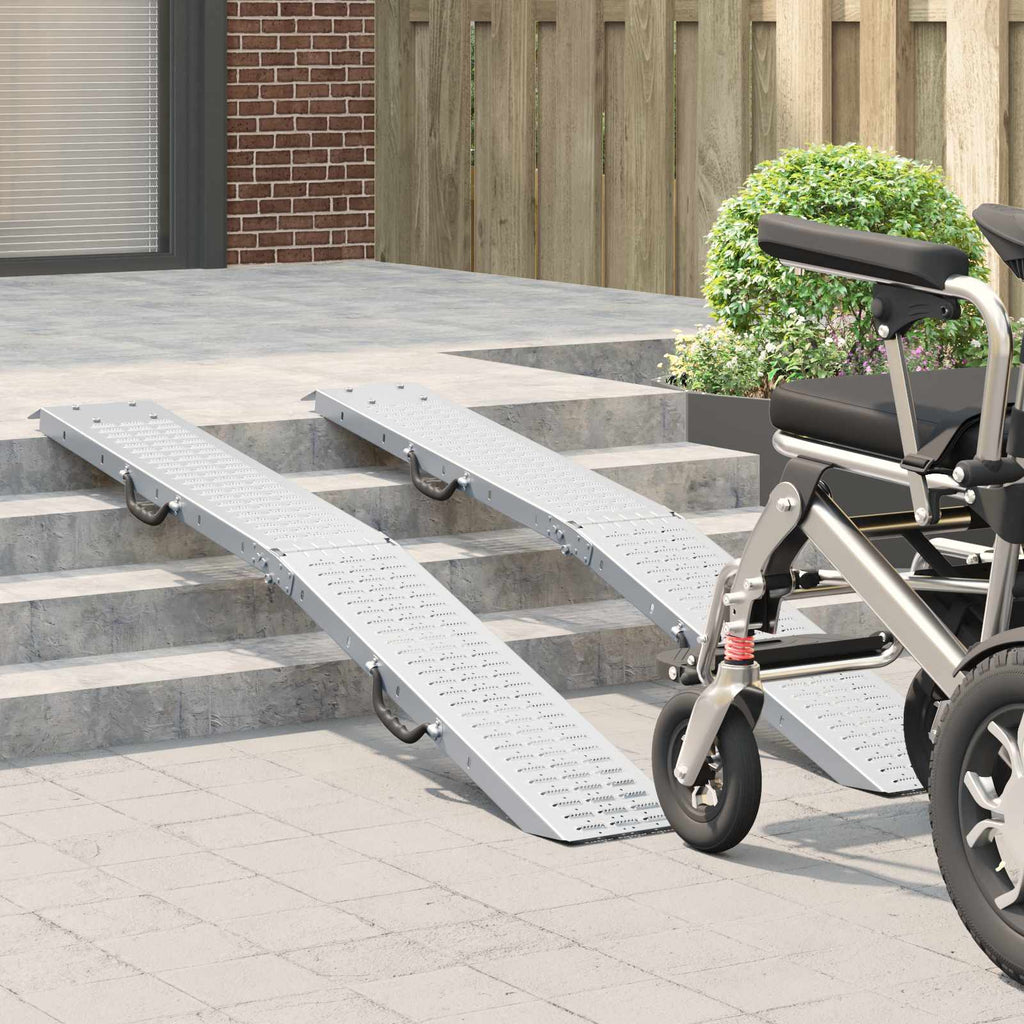 Faltbare Rampe 200Kg Pro Rampe 2 Stk. Silber 186 X 23 X 4,5 Cm