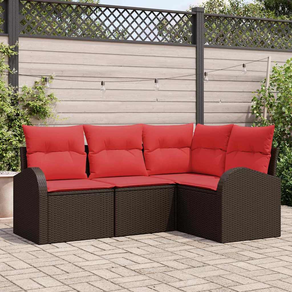 Gartensofa-Set Mit Kissen 5 Pcs Poly-Rattan