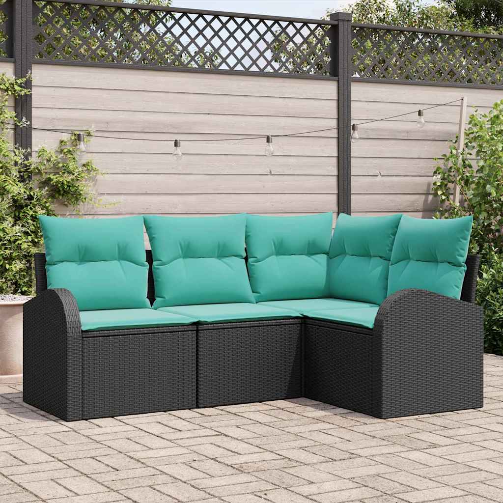 Gartensofa-Set Mit Kissen 5 Pcs Poly-Rattan