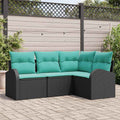 Gartensofa-Set Mit Kissen 5 Pcs Poly-Rattan