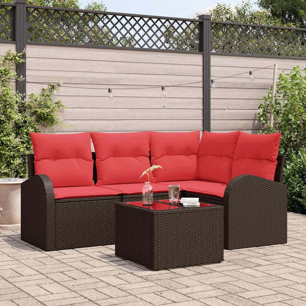 Gartensofa-Set Mit Kissen 5 Pcs Poly-Rattan