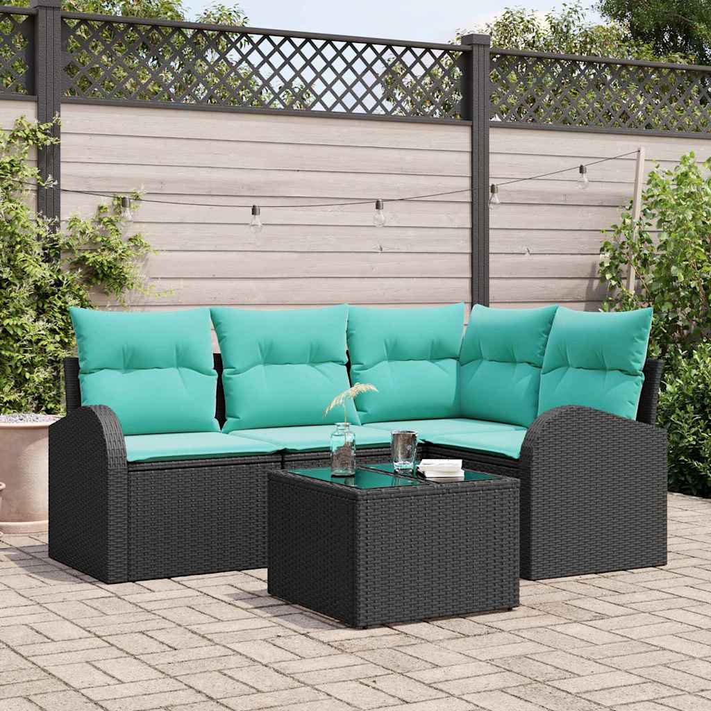 Gartensofa-Set Mit Kissen 5 Pcs Poly-Rattan