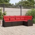 Gartensofa-Set Mit Kissen 6 Pcs Poly-Rattan