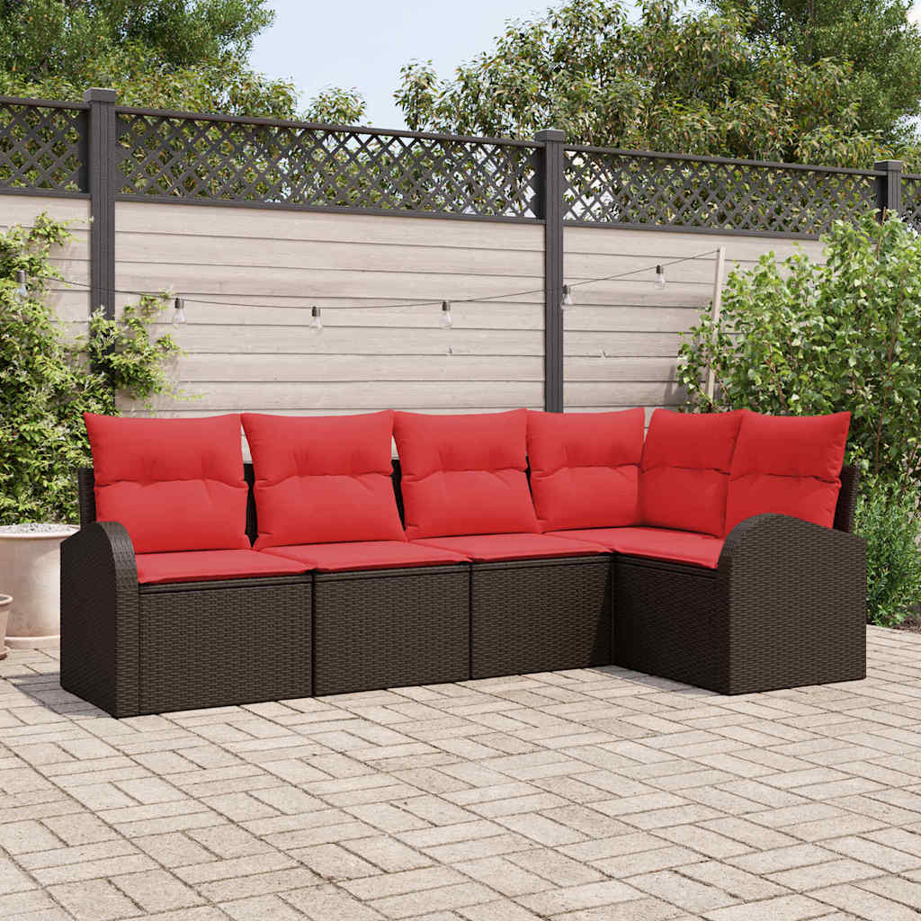 Gartensofa-Set Mit Kissen 6 Pcs Poly-Rattan