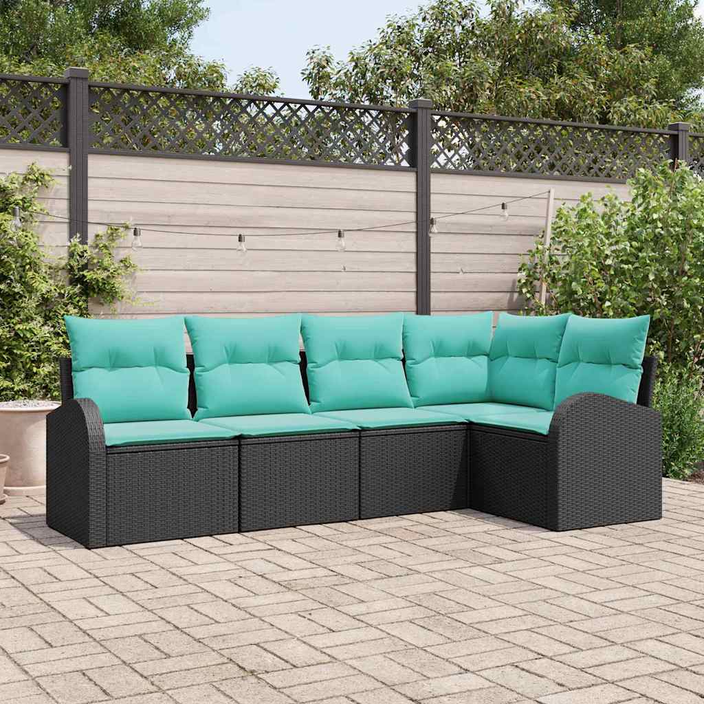 Gartensofa-Set Mit Kissen 6 Pcs Poly-Rattan