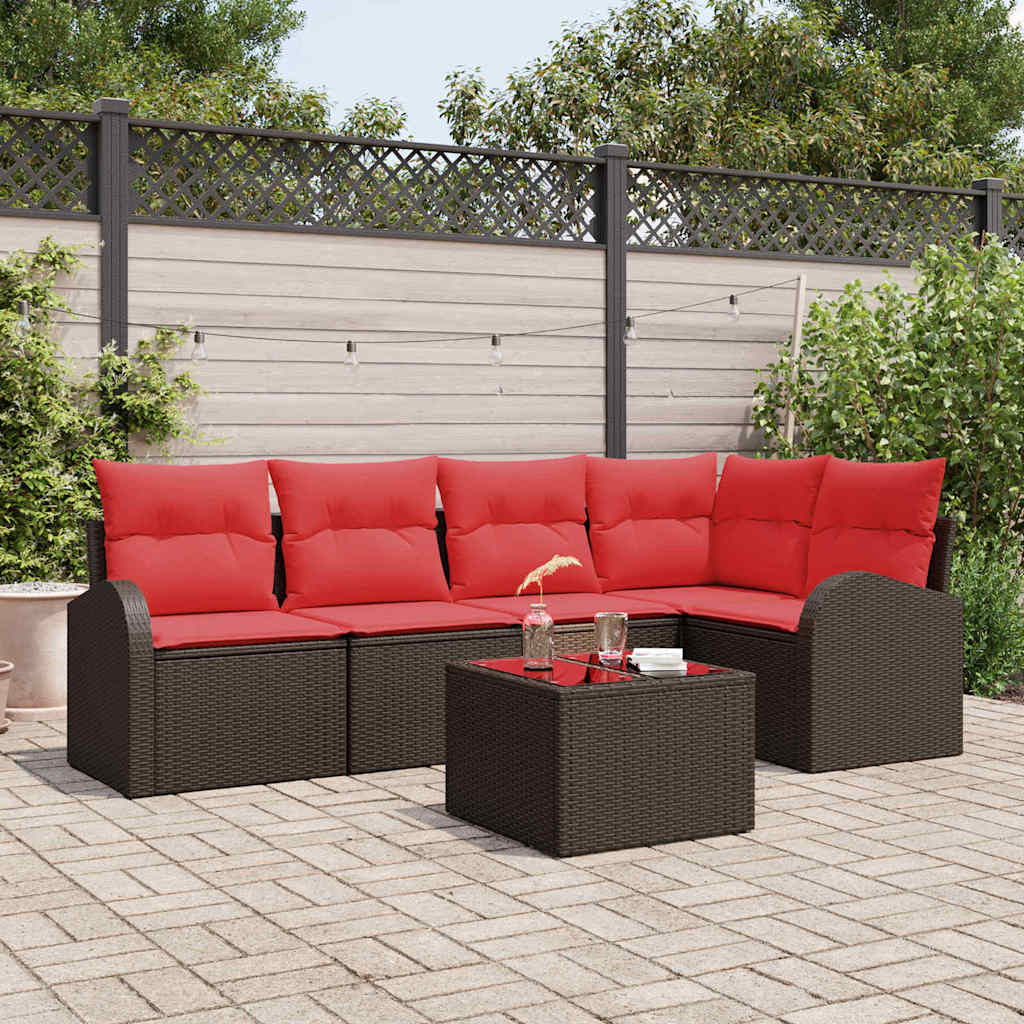 Gartensofa-Set Mit Kissen 6 Pcs Poly-Rattan