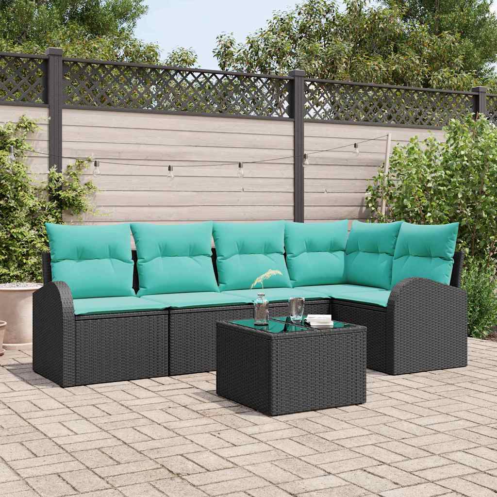 Gartensofa-Set Mit Kissen 6 Pcs Poly-Rattan