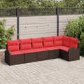 Gartensofa-Set Mit Kissen 7 Pcs Poly-Rattan