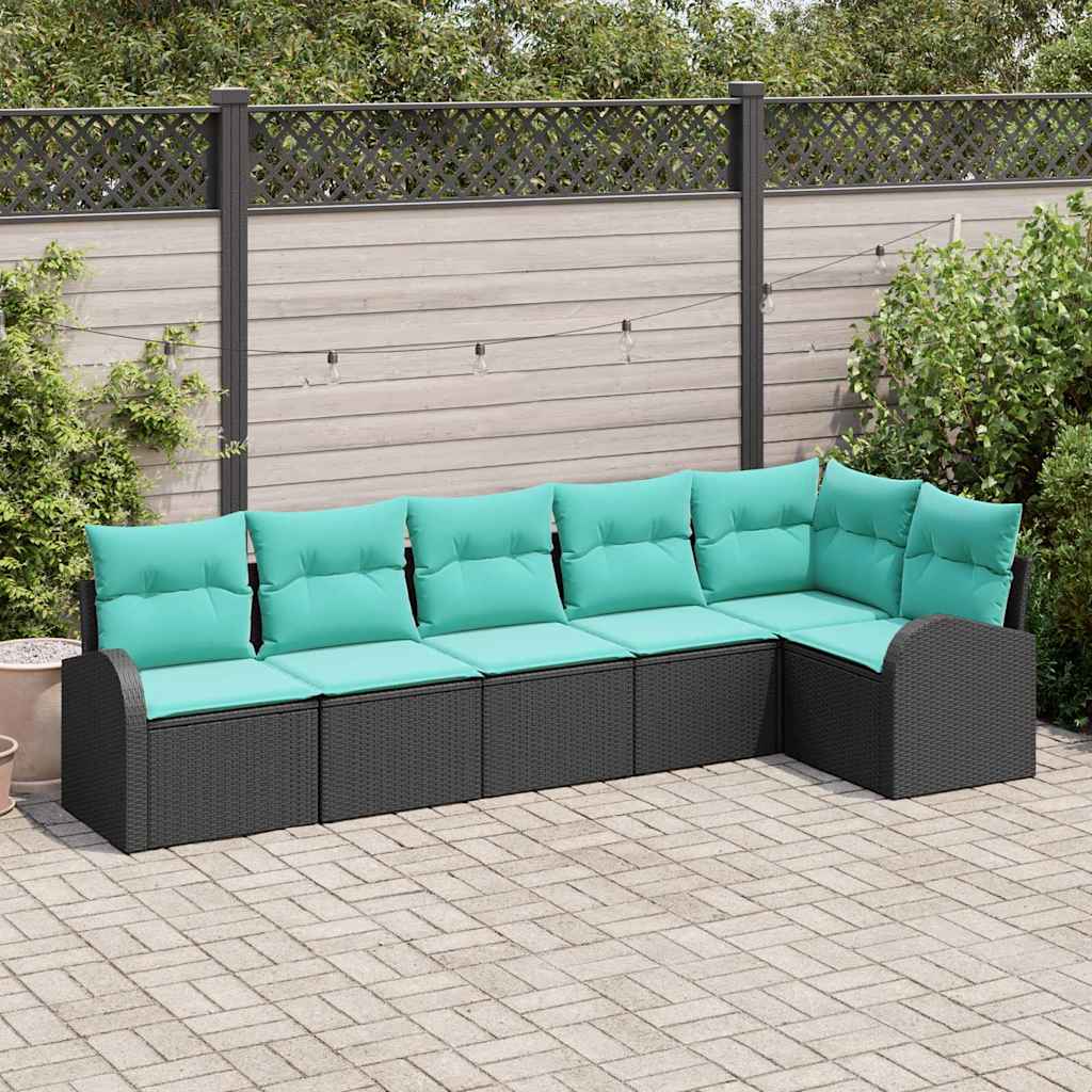 Gartensofa-Set Mit Kissen 7 Pcs Poly-Rattan