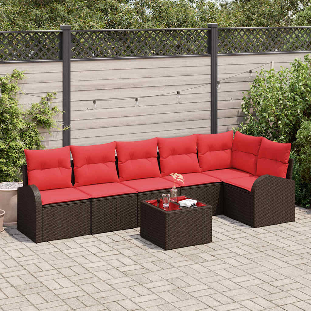 Gartensofa-Set Mit Kissen 7 Pcs Poly-Rattan