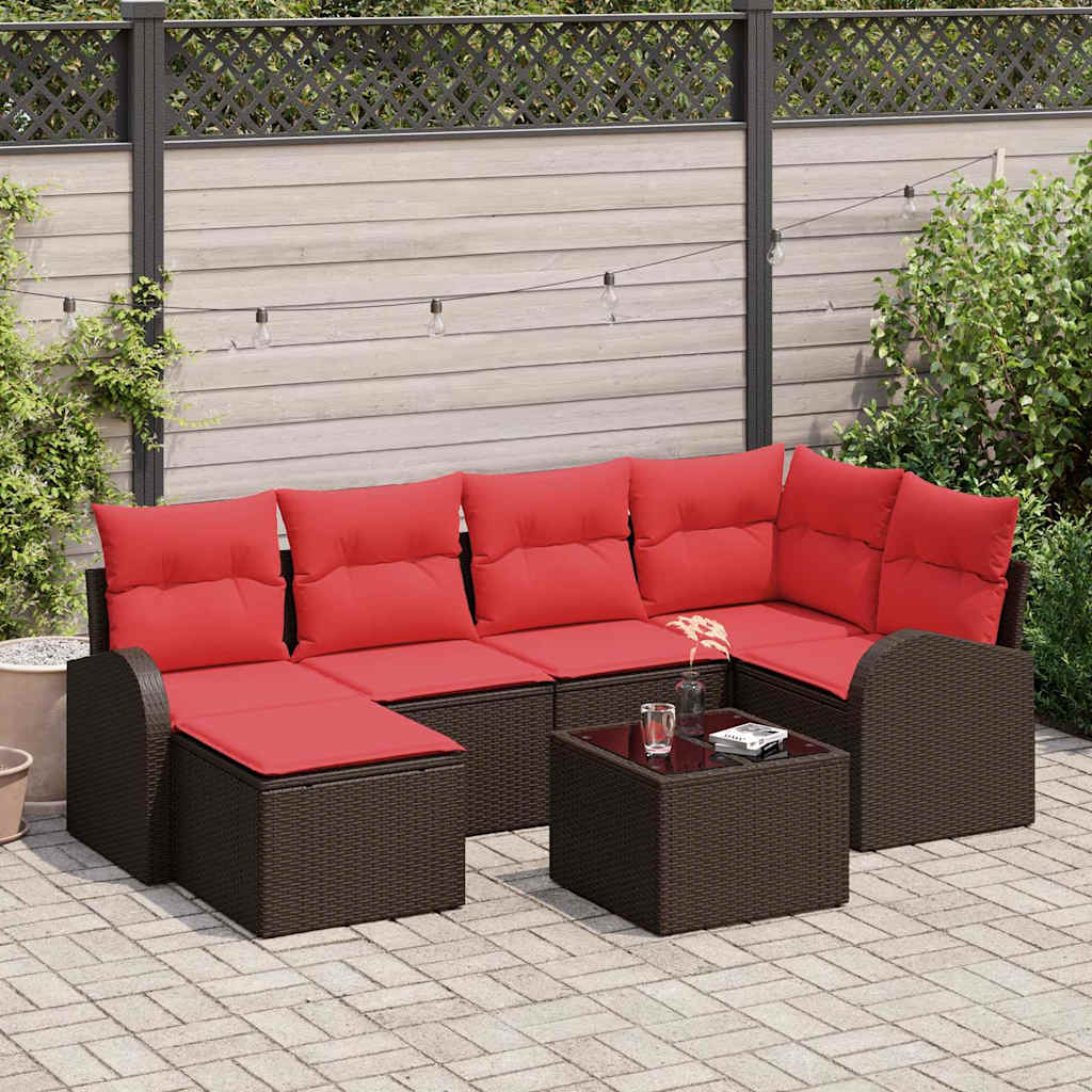 Sofa Set Mit Kissen 7 Pcs Poly-Rattan