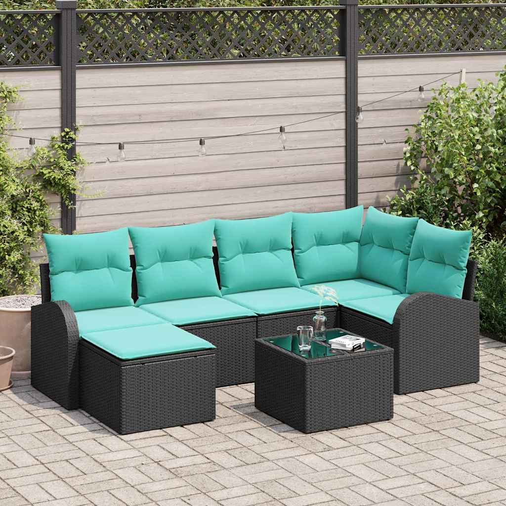 Sofa Set Mit Kissen 7 Pcs Poly-Rattan