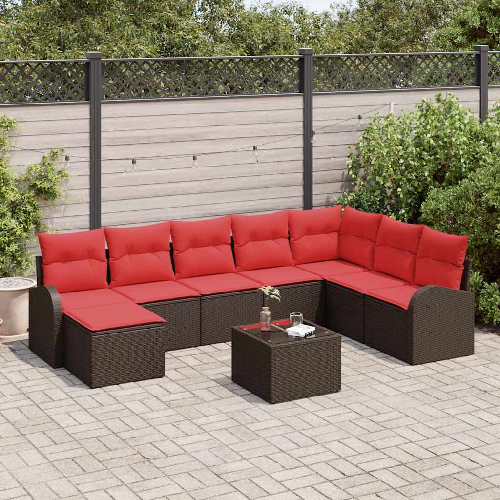 Sofa Set Mit Kissen 9 Pcs Poly-Rattan