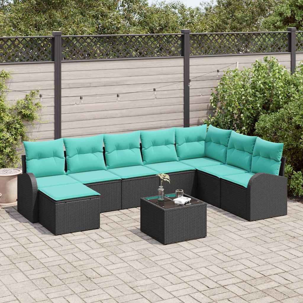 Sofa Set Mit Kissen 9 Pcs Poly-Rattan
