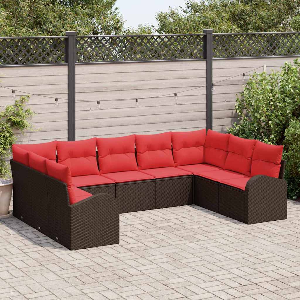 Gartensofa-Set Mit Kissen 10 Pcs Poly-Rattan