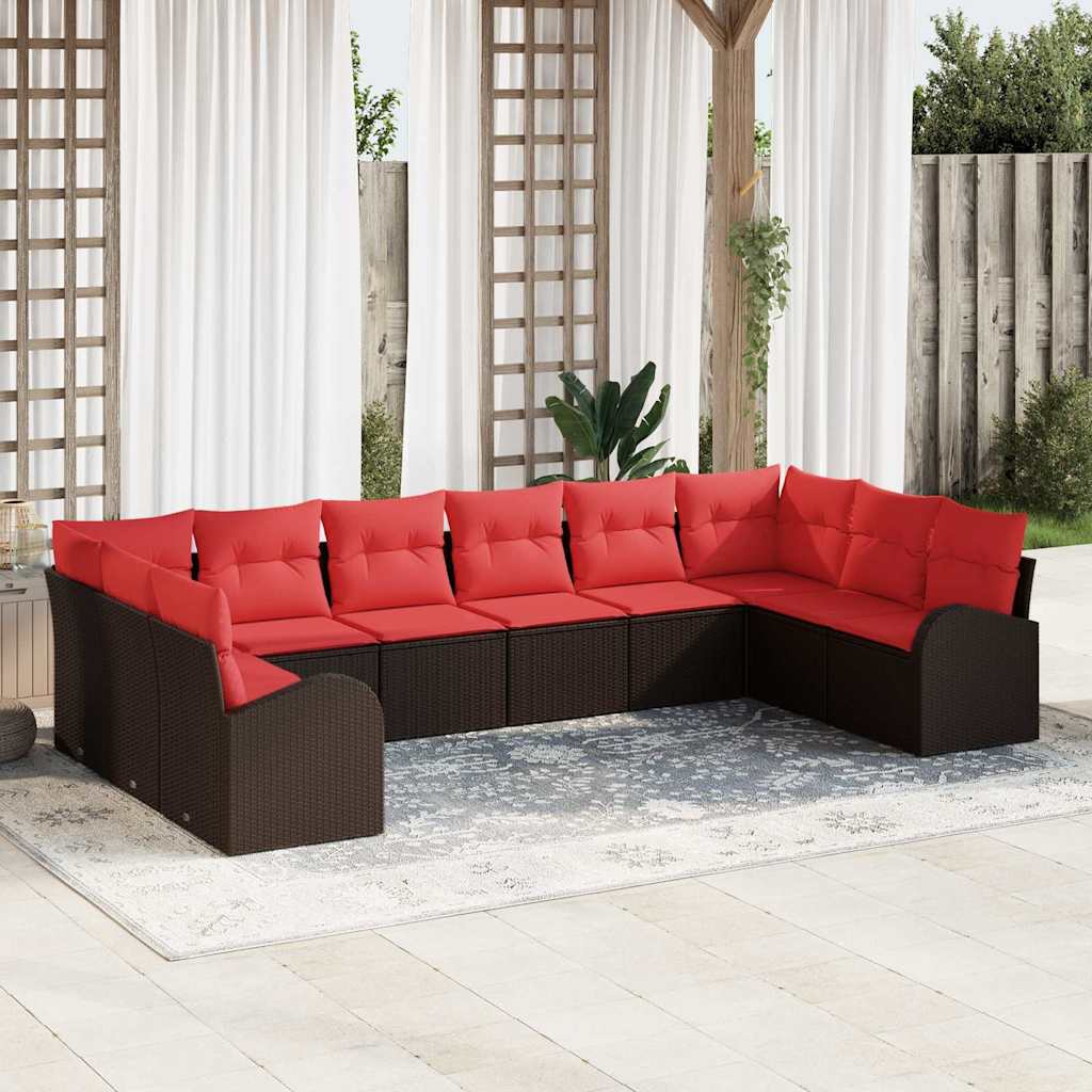 Gartensofa-Set Mit Kissen 11 Pcs Poly-Rattan