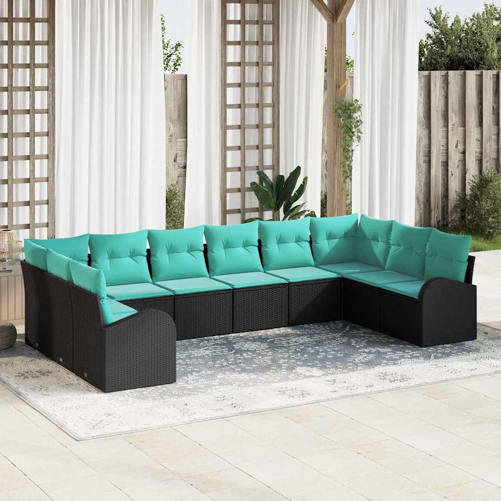 Gartensofa-Set Mit Kissen 11 Pcs Poly-Rattan