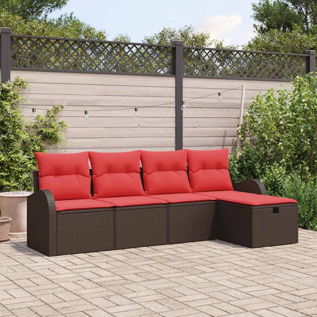 Garten-Sofa-Set Mit Kissen 6 Pcs Poly Rattan