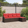 Garten-Sofa-Set Mit Kissen 6 Pcs Poly Rattan