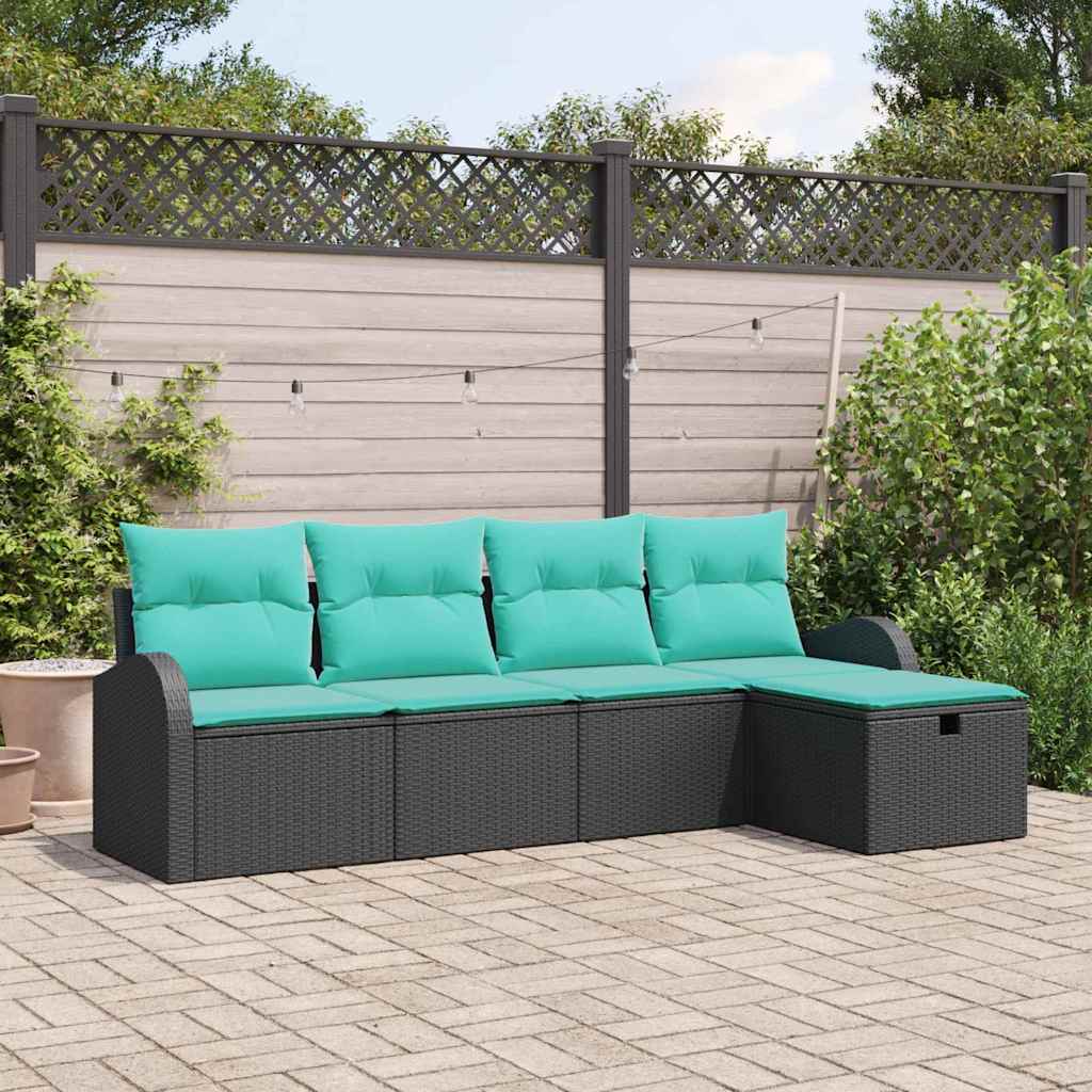 Garten-Sofa-Set Mit Kissen 6 Pcs Poly Rattan