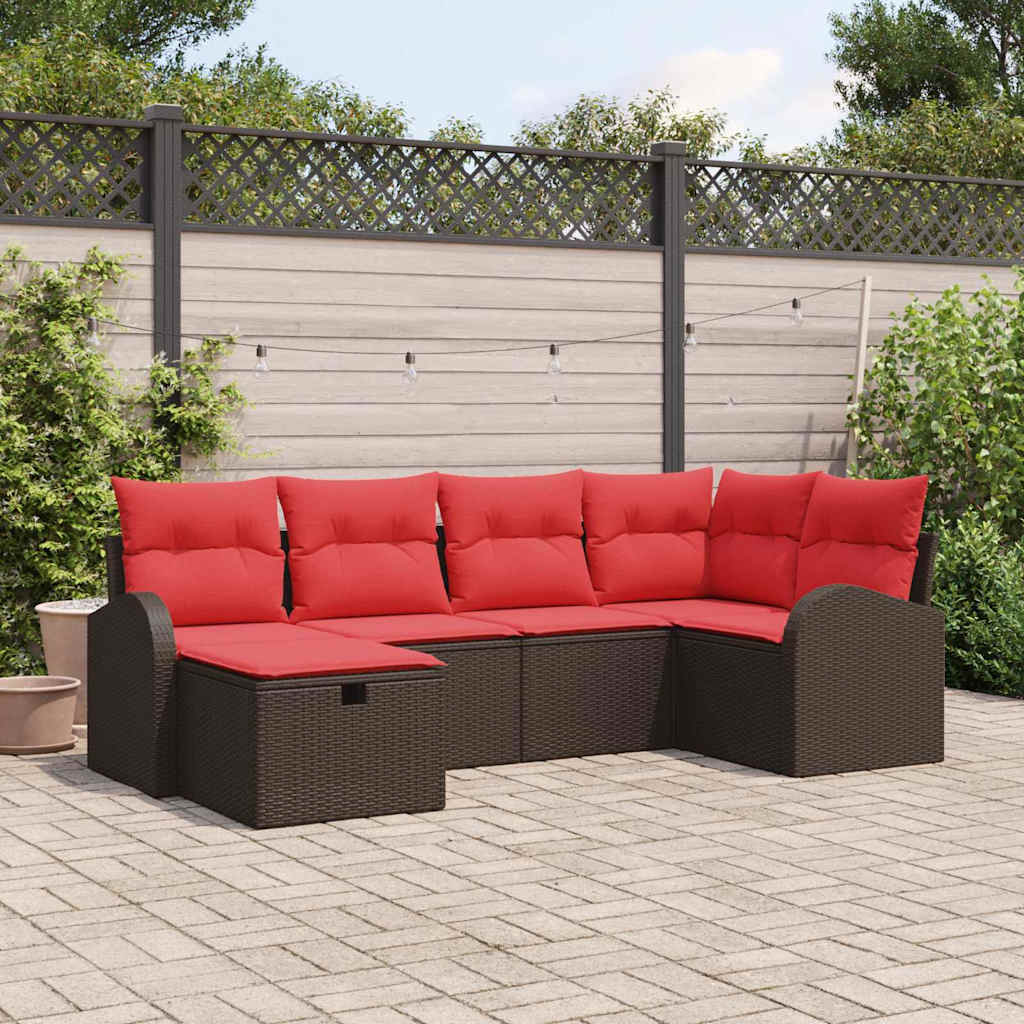 Garten-Sofa-Set Mit Kissen 7 Pcs Poly Rattan