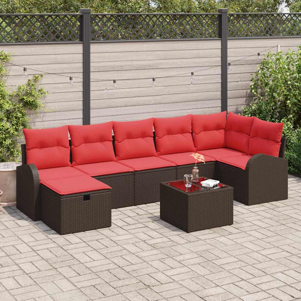 Garten-Sofa-Set Mit Kissen 8 Pcs Poly Rattan