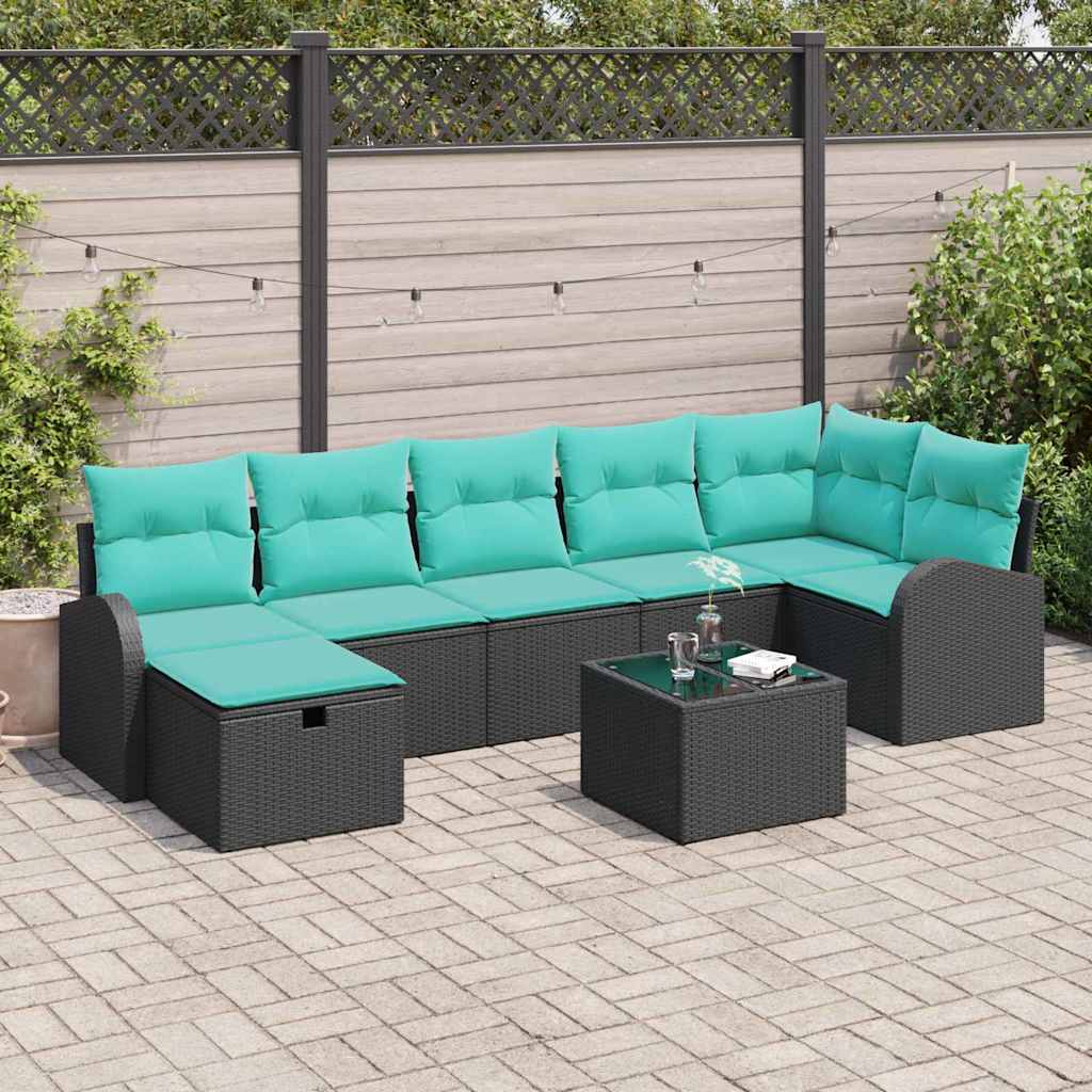 Garten-Sofa-Set Mit Kissen 8 Pcs Poly Rattan