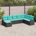 Garten-Sofa-Set Mit Kissen 9 Pcs Poly Rattan