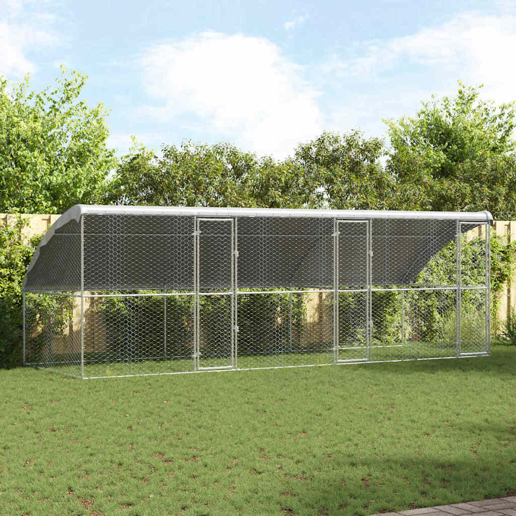 Hundekäfig 2 Pcs Silber 4 X 2 X 2 M Verzinkter Stahl