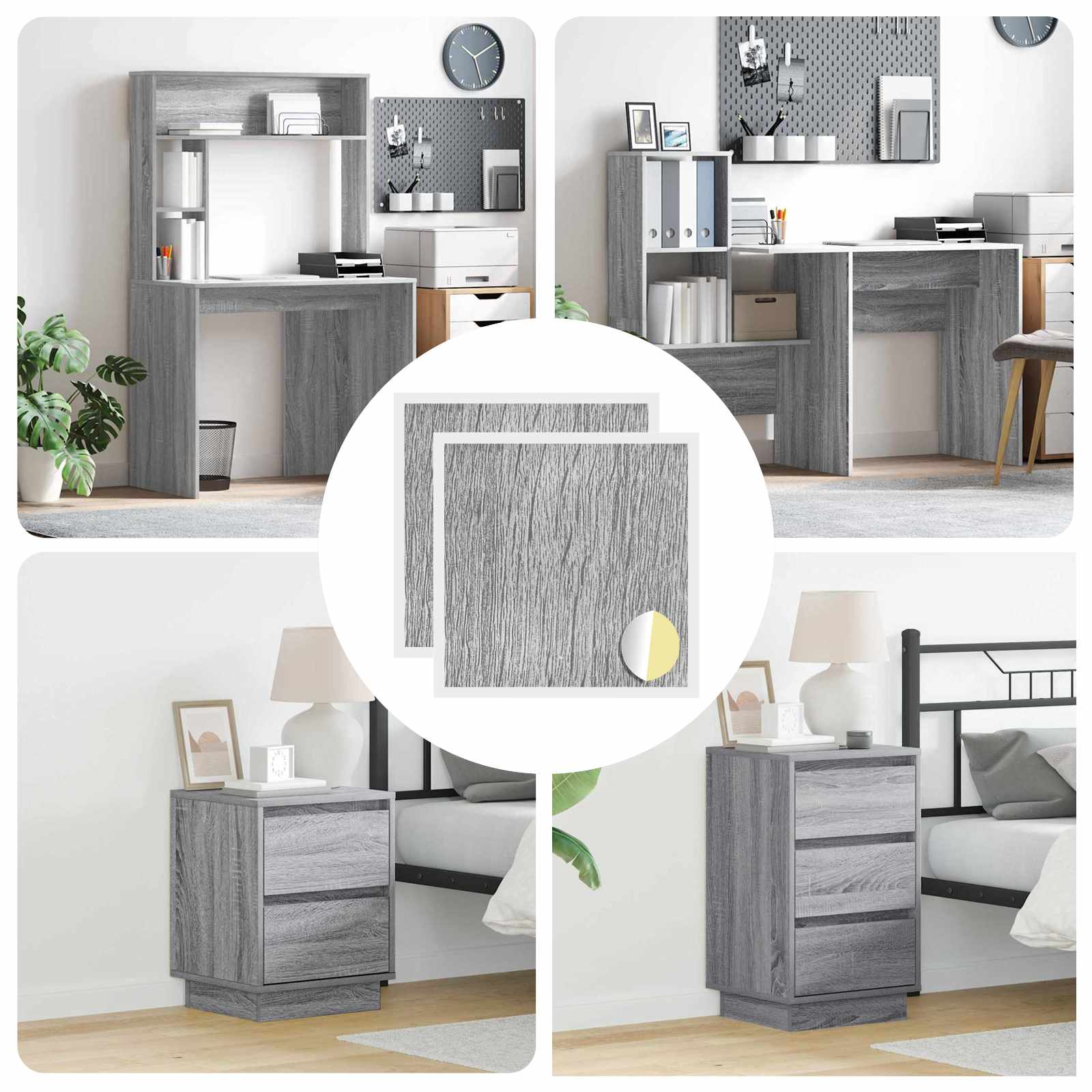 Selbstklebende Schraubenabdeckung 12 Pcs Graues Sonoma