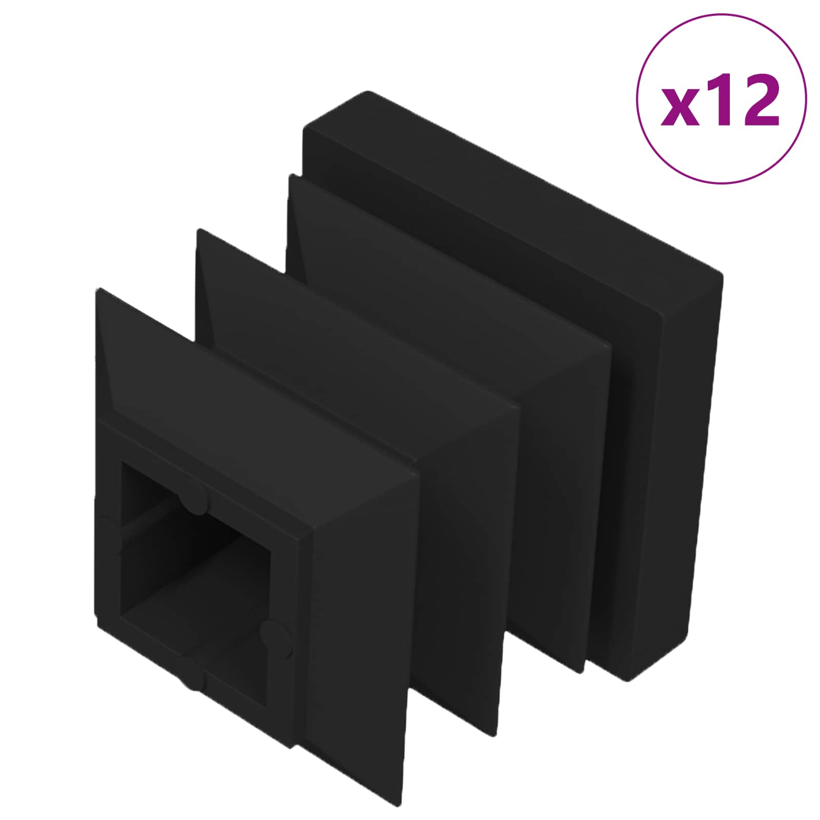 Endkappen 12 Pcs Schwarz 15 X 15 X 15 Mm Pp